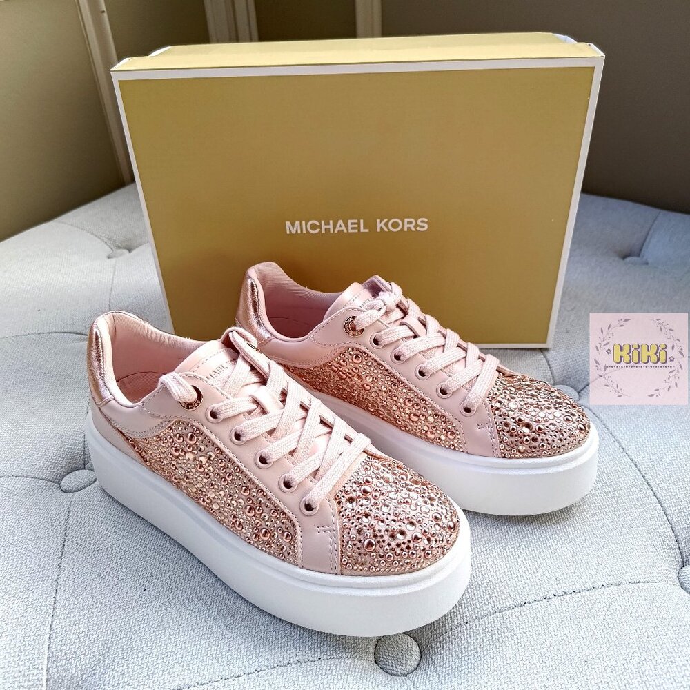 Michael Kors Romey Embellished Platform Sneaker Pink 49F5RMFS1S